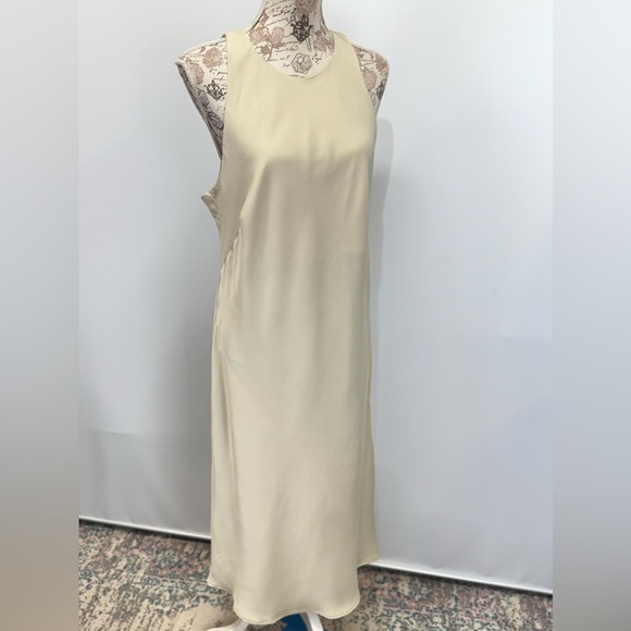 A NEW DAY Khaki halter neck sleeveless satin midi dress size L - Picture 8 of 13